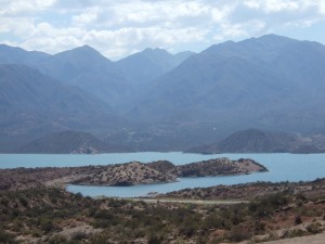 A lake in the Argentine Andes, though the photo does no justice to how spectacularly blue the water was